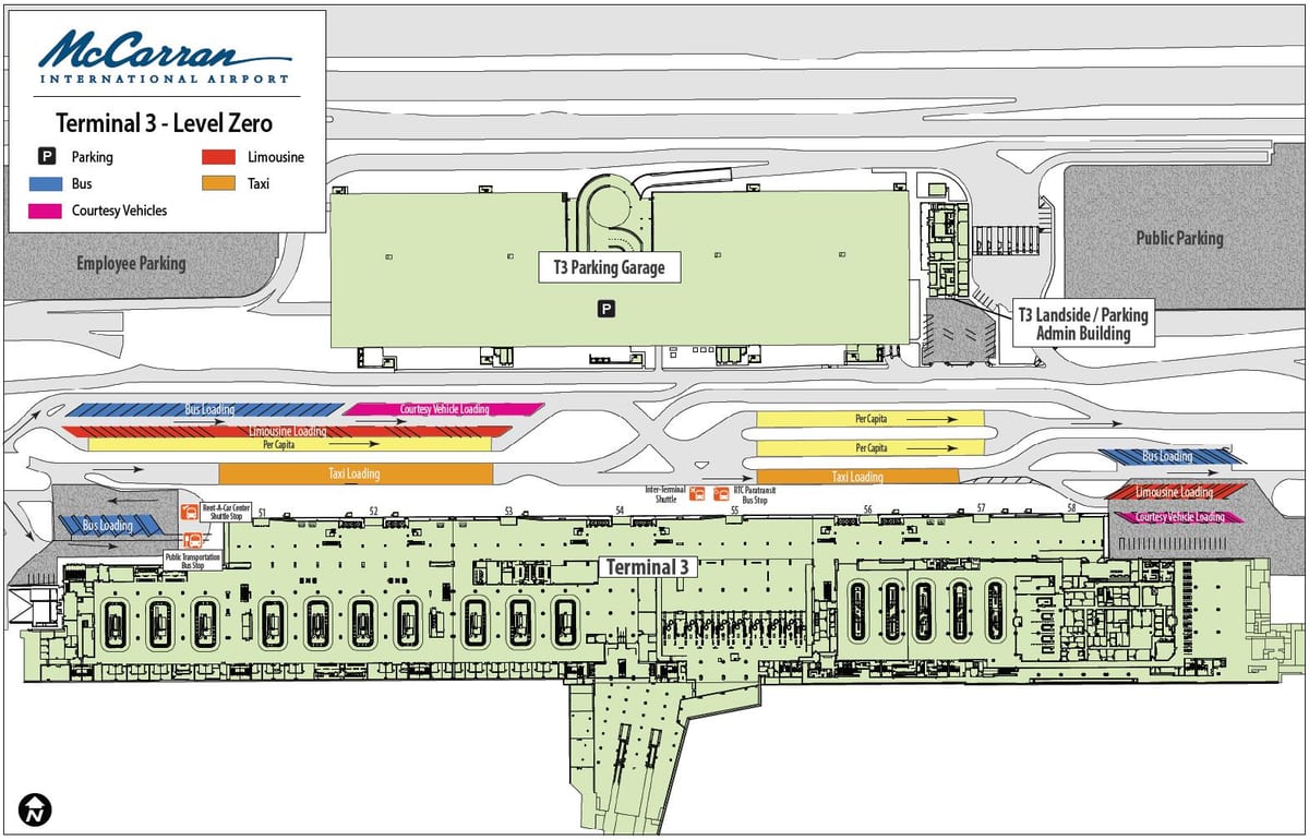 Las Vegas aerodrom mapu terminal 3