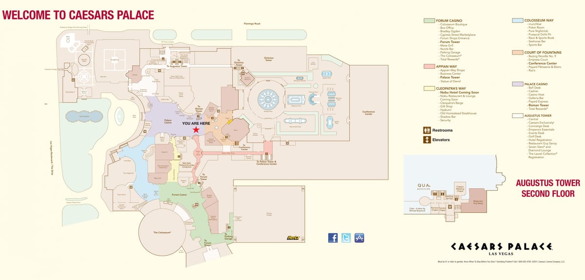 Cezara Las Vegas mapu