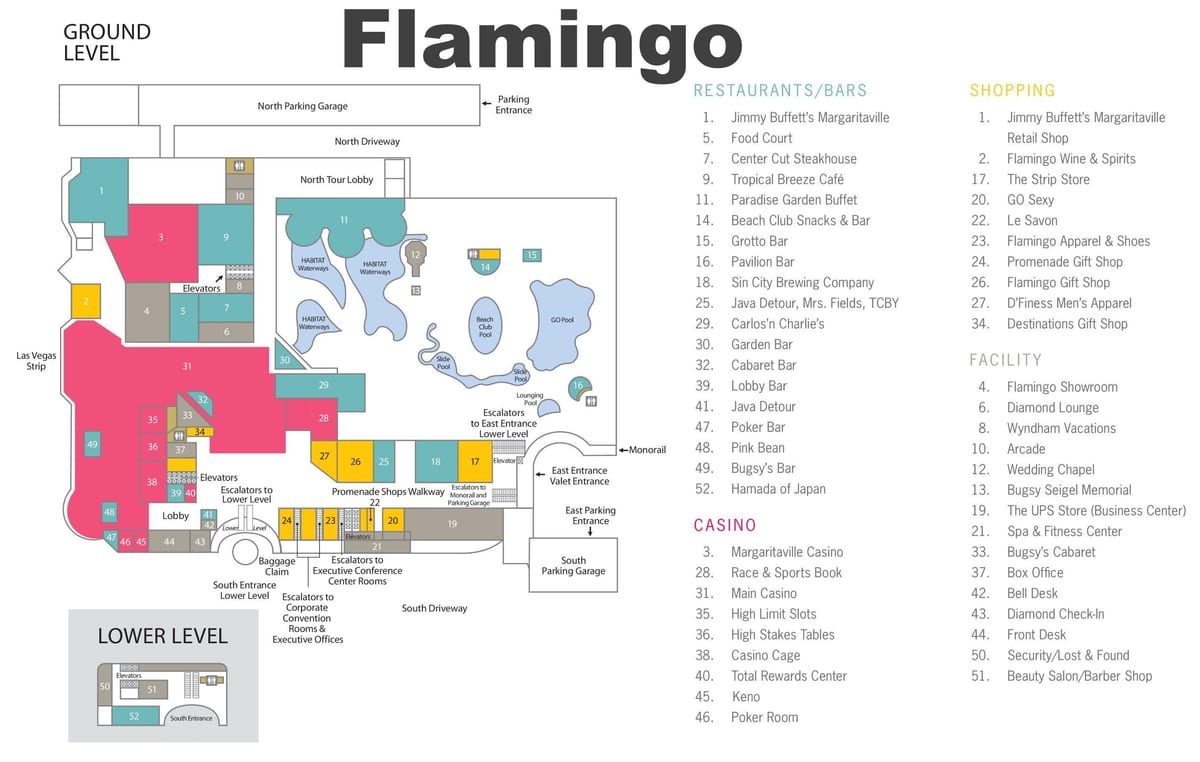 mapa Flamingo Las Vegasu