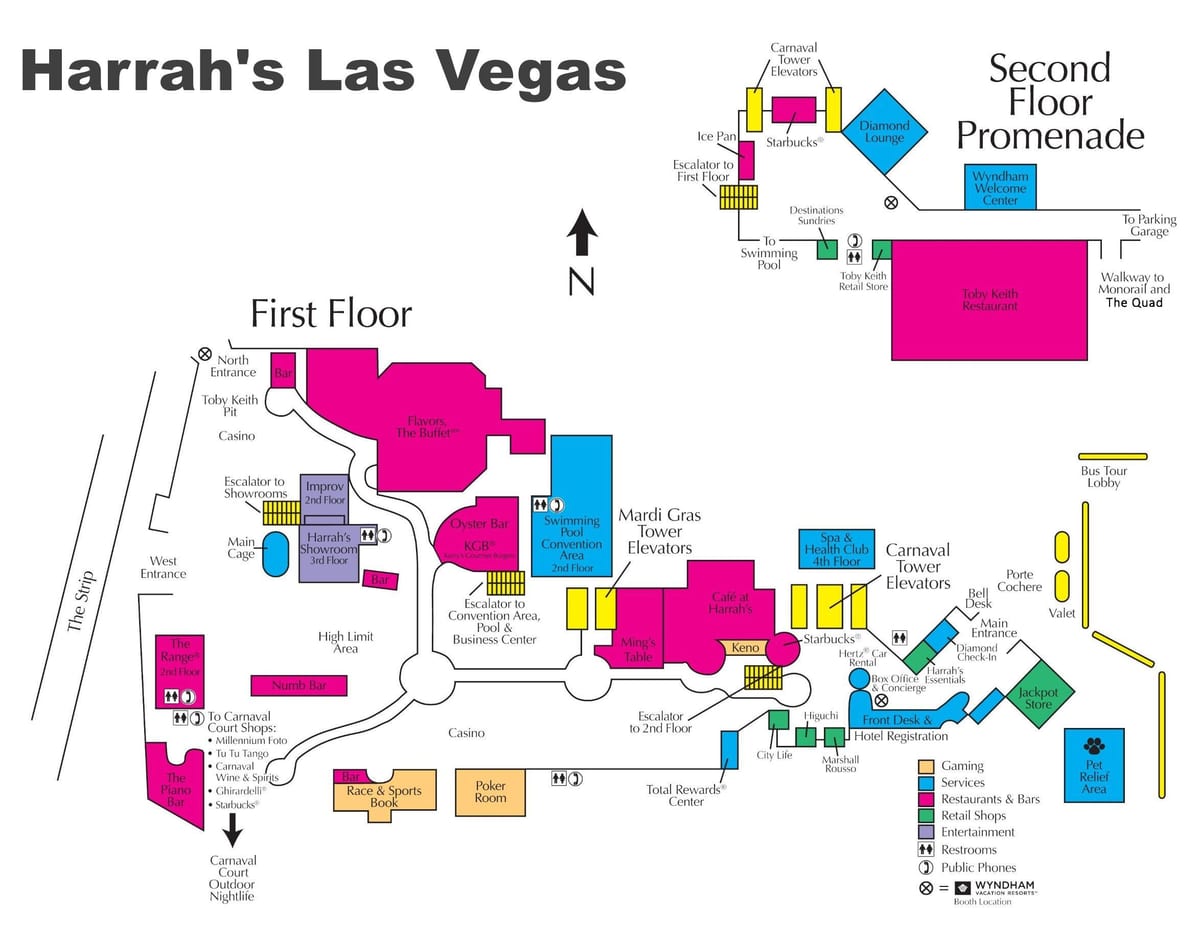 mapa Harrah je Las Vegas,