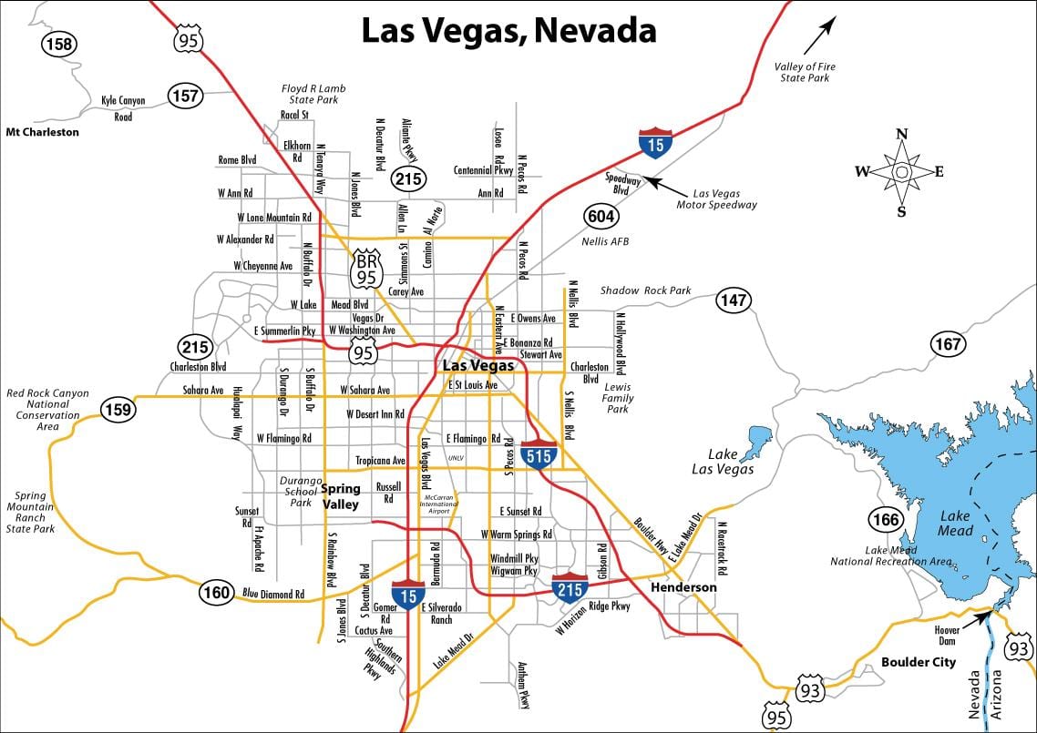 ulična mapa Las Vegasu