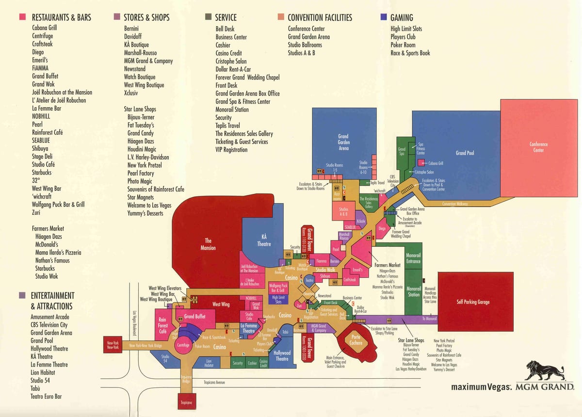 mapa MGM grend Las Vegasu