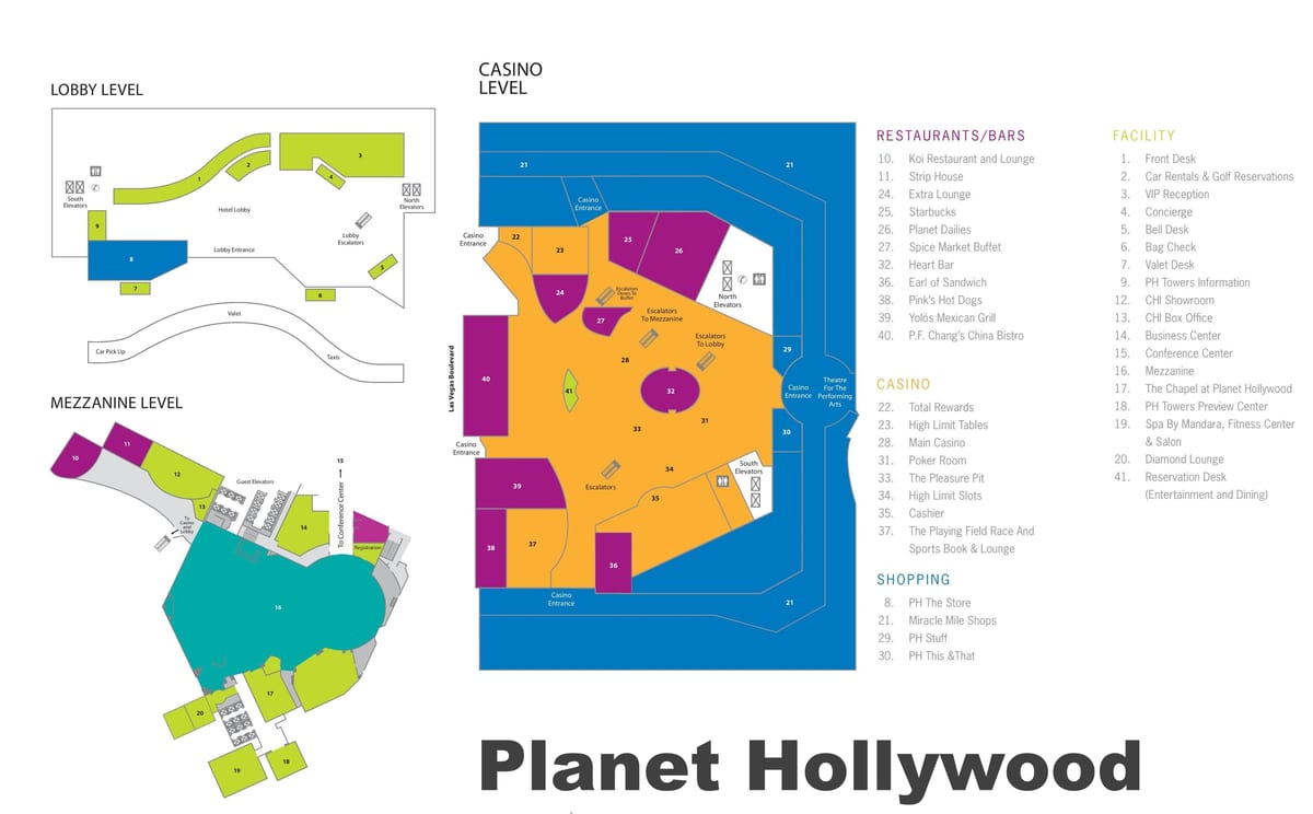 Las Vegas striptiz mapu Planet Hollywood